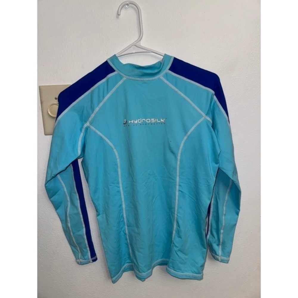 NRS Hydrosilk Long Sleeve Rash Guard Blue UPF 50+ Swim Shirt Small (E)